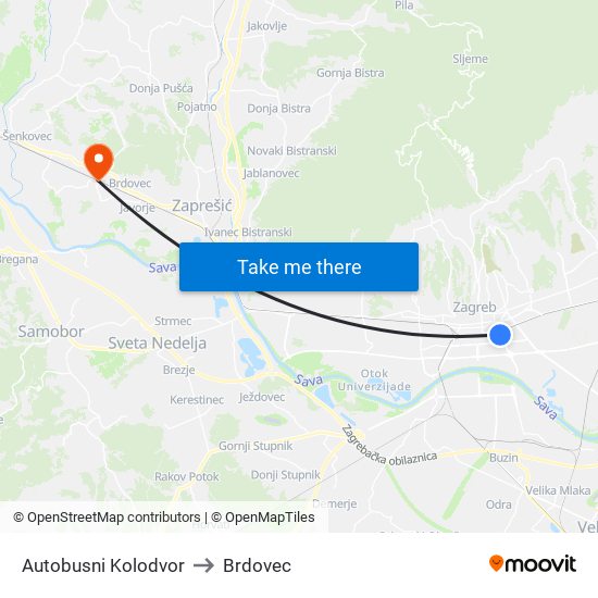 Autobusni Kolodvor to Brdovec map