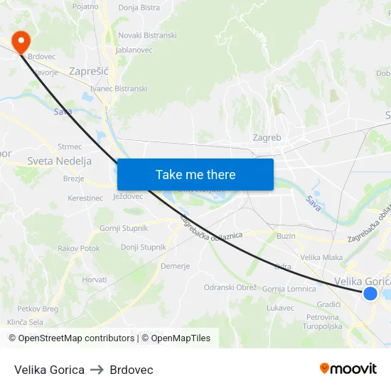 Velika Gorica to Brdovec map