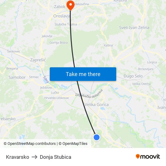 Kravarsko to Donja Stubica map