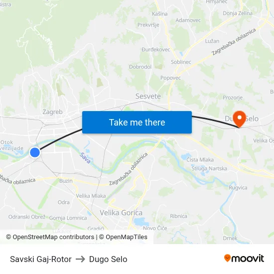 Savski Gaj-Rotor to Dugo Selo map