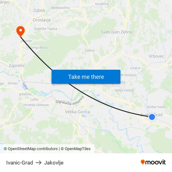 Ivanic-Grad to Jakovlje map