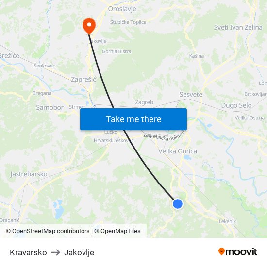 Kravarsko to Jakovlje map