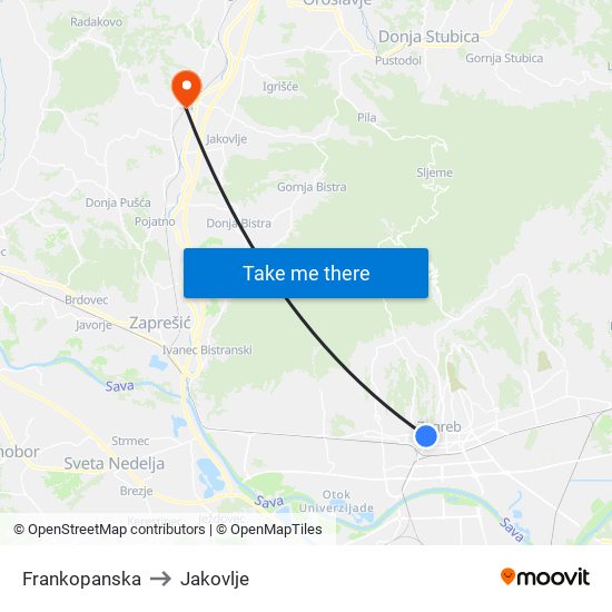 Frankopanska to Jakovlje map