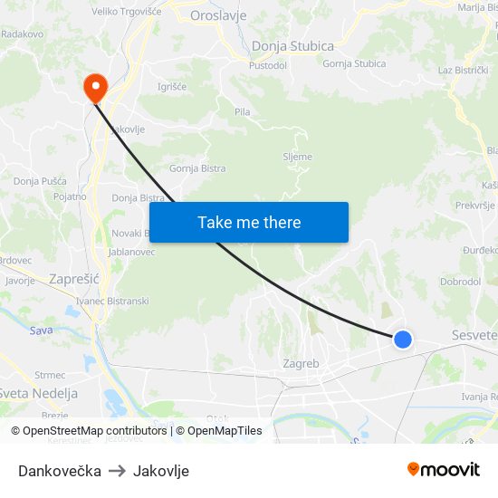 Dankovečka to Jakovlje map