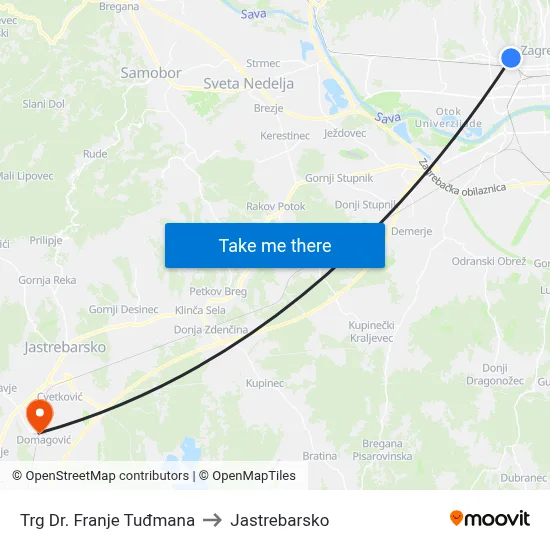 Trg Dr. Franje Tuđmana to Jastrebarsko map