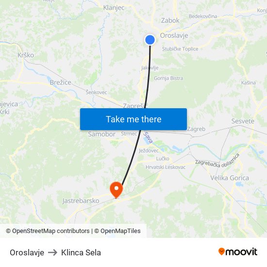 Oroslavje to Klinca Sela map