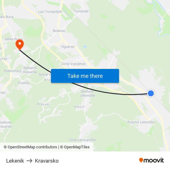 Lekenik to Kravarsko map