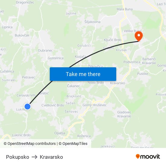 Pokupsko to Kravarsko map