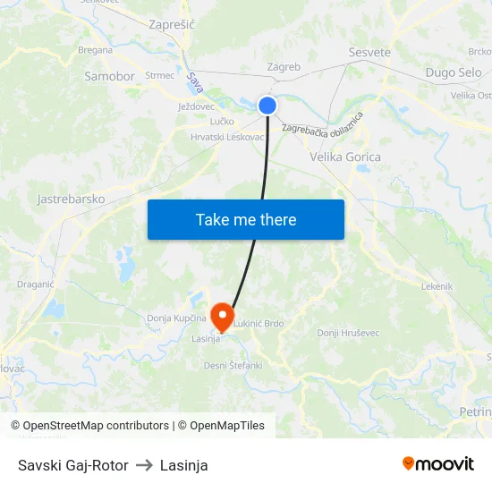 Savski Gaj-Rotor to Lasinja map