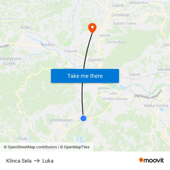 Klinca Sela to Luka map