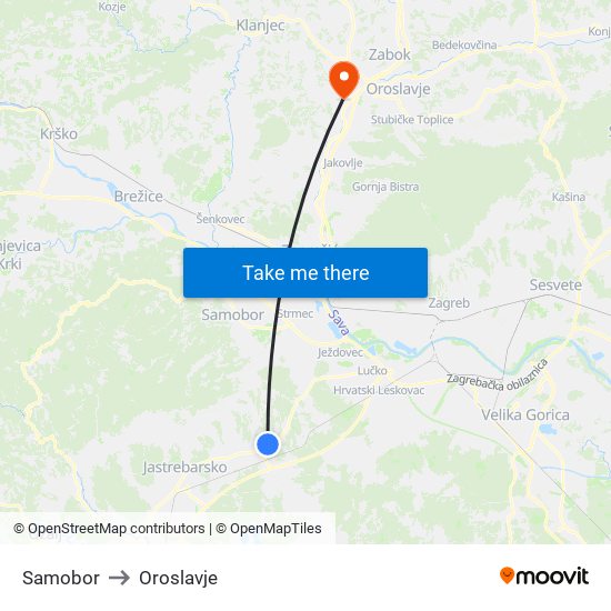 Samobor to Oroslavje map