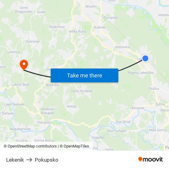 Lekenik to Pokupsko map