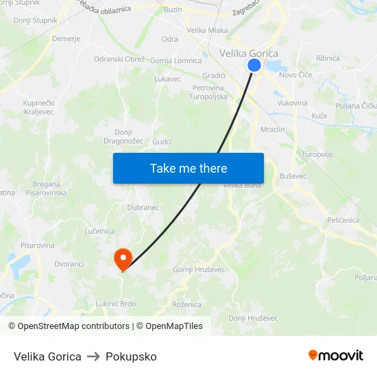 Velika Gorica to Pokupsko map