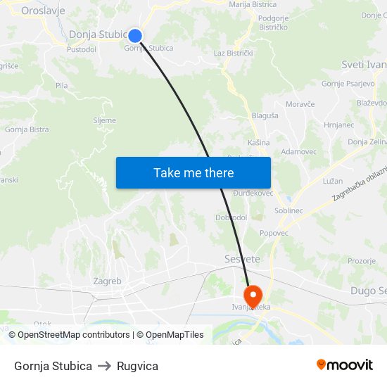 Gornja Stubica to Rugvica map