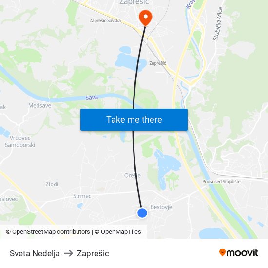 Sveta Nedelja to Zaprešic map