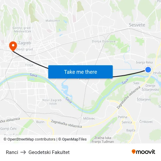 Ranci to Geodetski Fakultet map