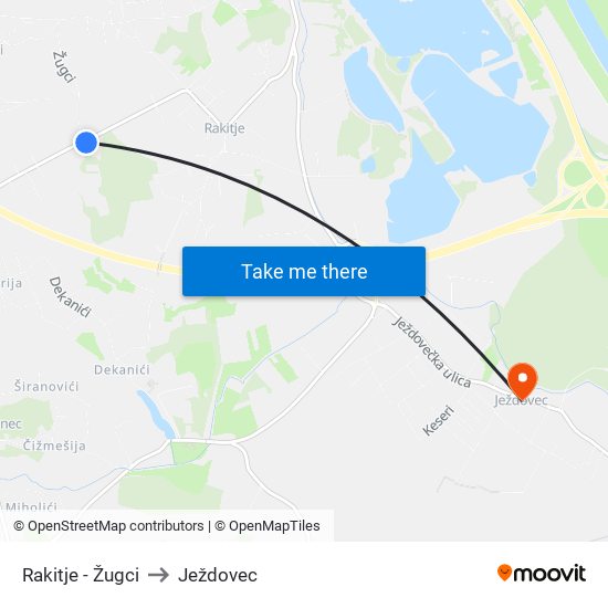 Rakitje - Žugci to Ježdovec map