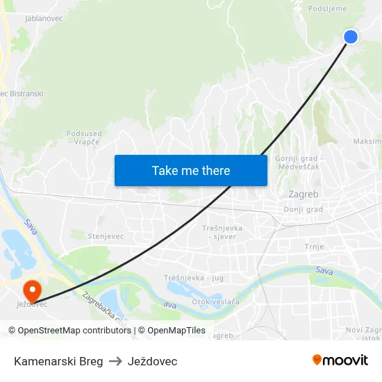 Kamenarski Breg to Ježdovec map