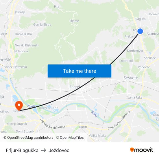 Frljur-Blaguška to Ježdovec map