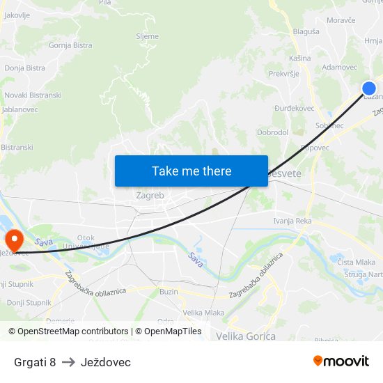 Grgati 8 to Ježdovec map