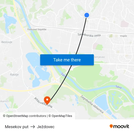 Mesekov put to Ježdovec map