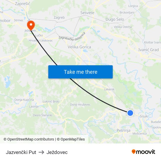 Jazvenčki Put to Ježdovec map
