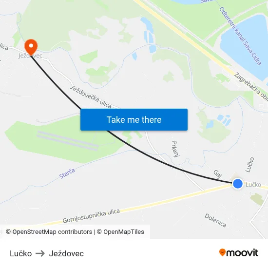 Lučko to Ježdovec map
