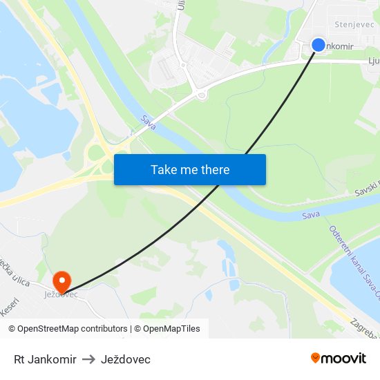 Rt Jankomir to Ježdovec map