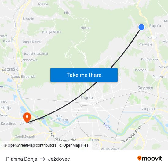 Planina Donja to Ježdovec map