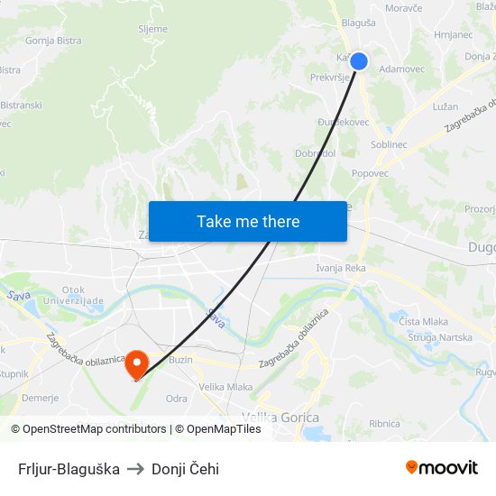 Frljur-Blaguška to Donji Čehi map