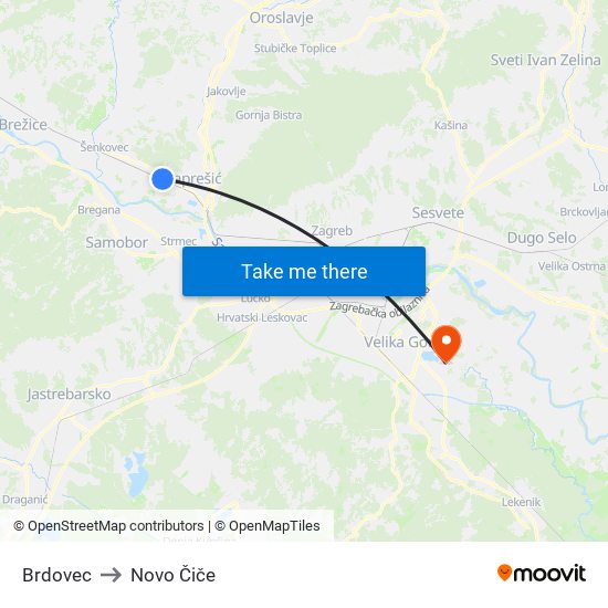 Brdovec to Novo Čiče map