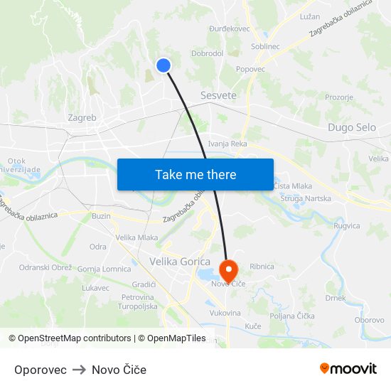 Oporovec to Novo Čiče map