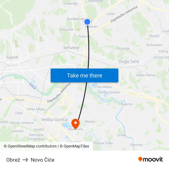 Obrež to Novo Čiče map