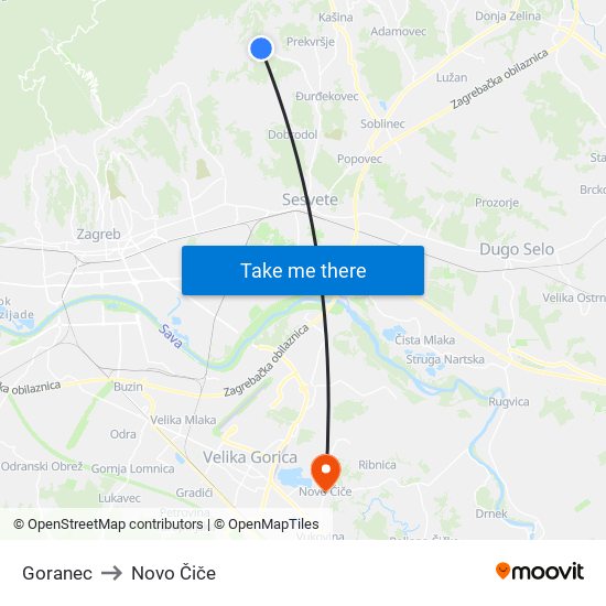 Goranec to Novo Čiče map