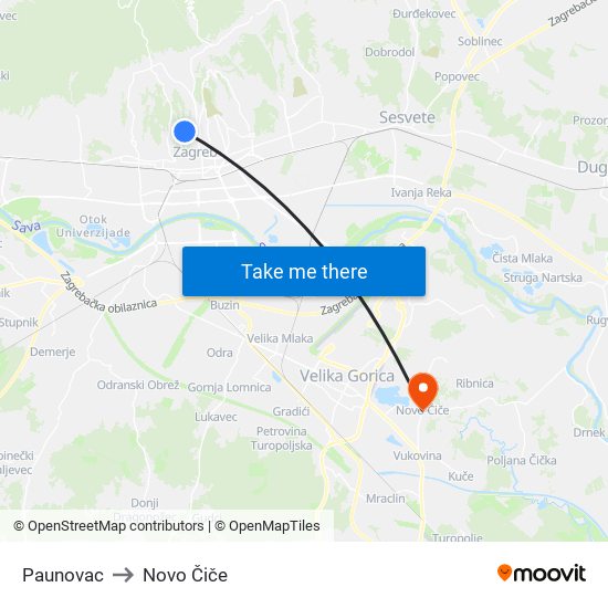 Paunovac to Novo Čiče map