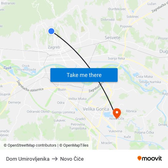 Dom Umirovljenika to Novo Čiče map