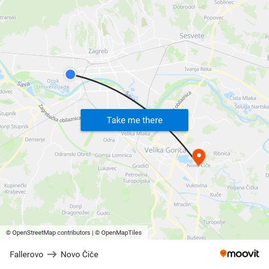 Fallerovo to Novo Čiče map