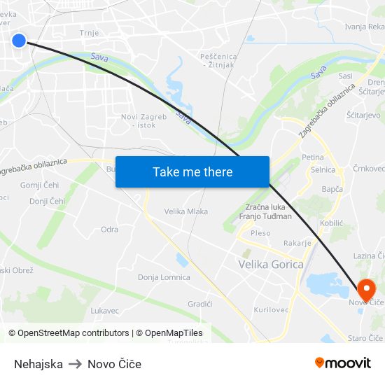 Nehajska to Novo Čiče map
