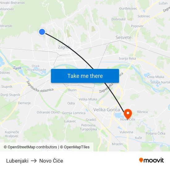 Lubenjaki to Novo Čiče map