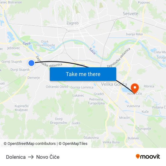 Dolenica to Novo Čiče map