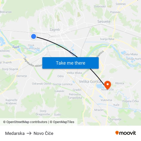 Medarska to Novo Čiče map