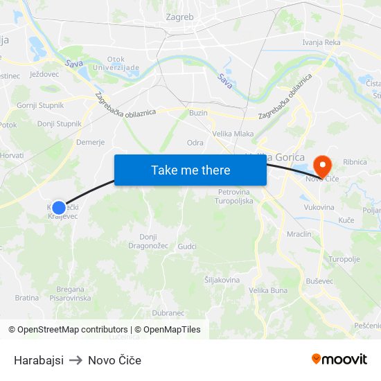 Harabajsi to Novo Čiče map