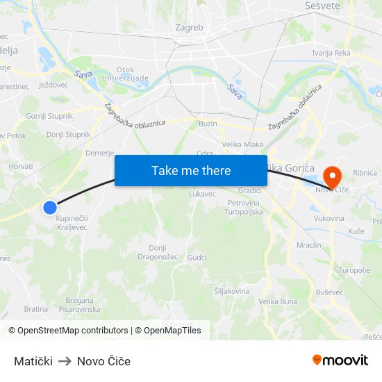 Matički to Novo Čiče map