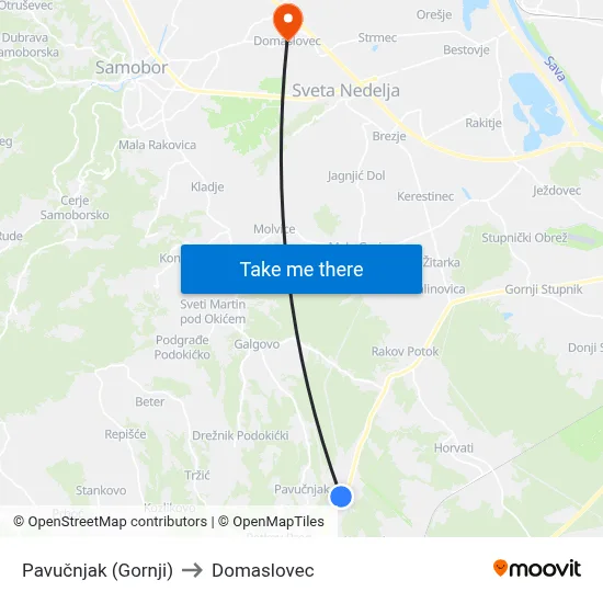 Pavučnjak (Gornji) to Domaslovec map