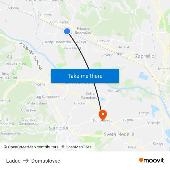 Laduc to Domaslovec map