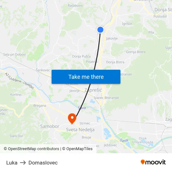 Luka to Domaslovec map