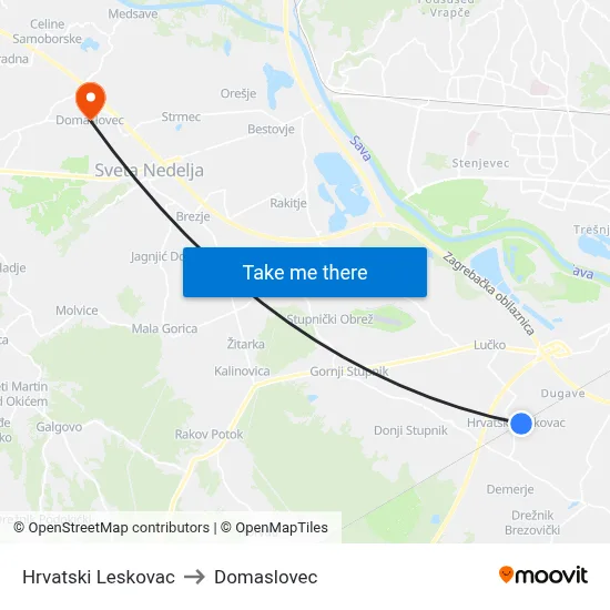Hrvatski Leskovac to Domaslovec map