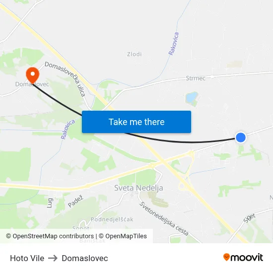 Hoto Vile to Domaslovec map