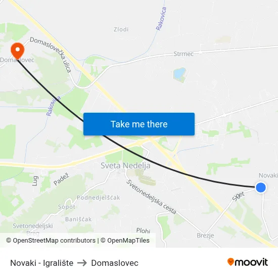 Novaki - Igralište to Domaslovec map