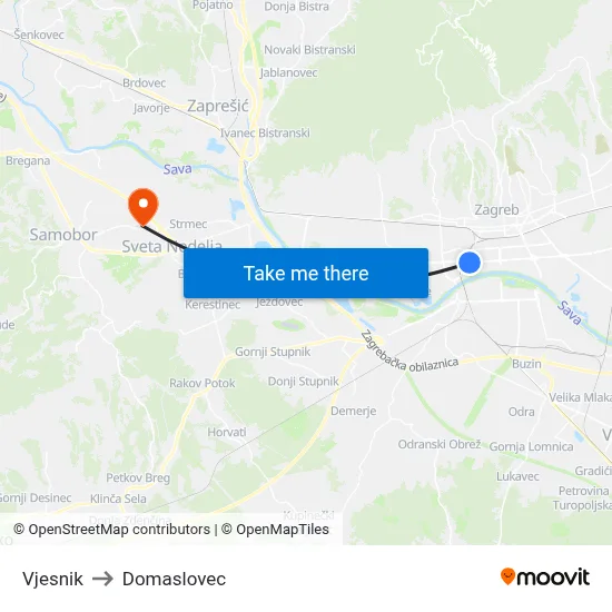 Vjesnik to Domaslovec map